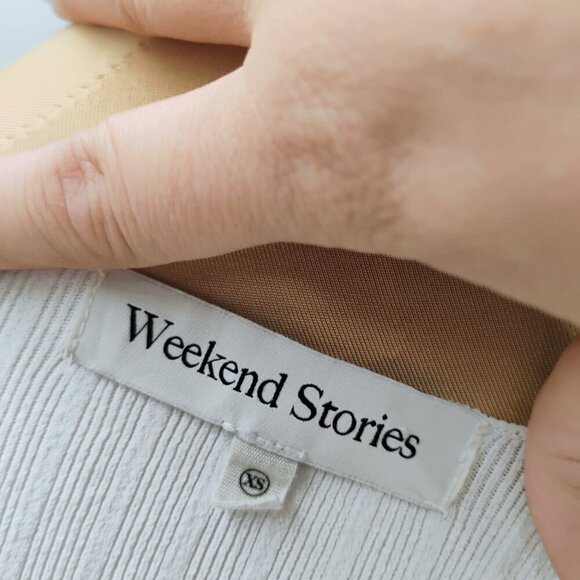 Weekend Stories Women's White Ribbed V-Neck Midi Dress Size XSmall - Picture 14 of 14